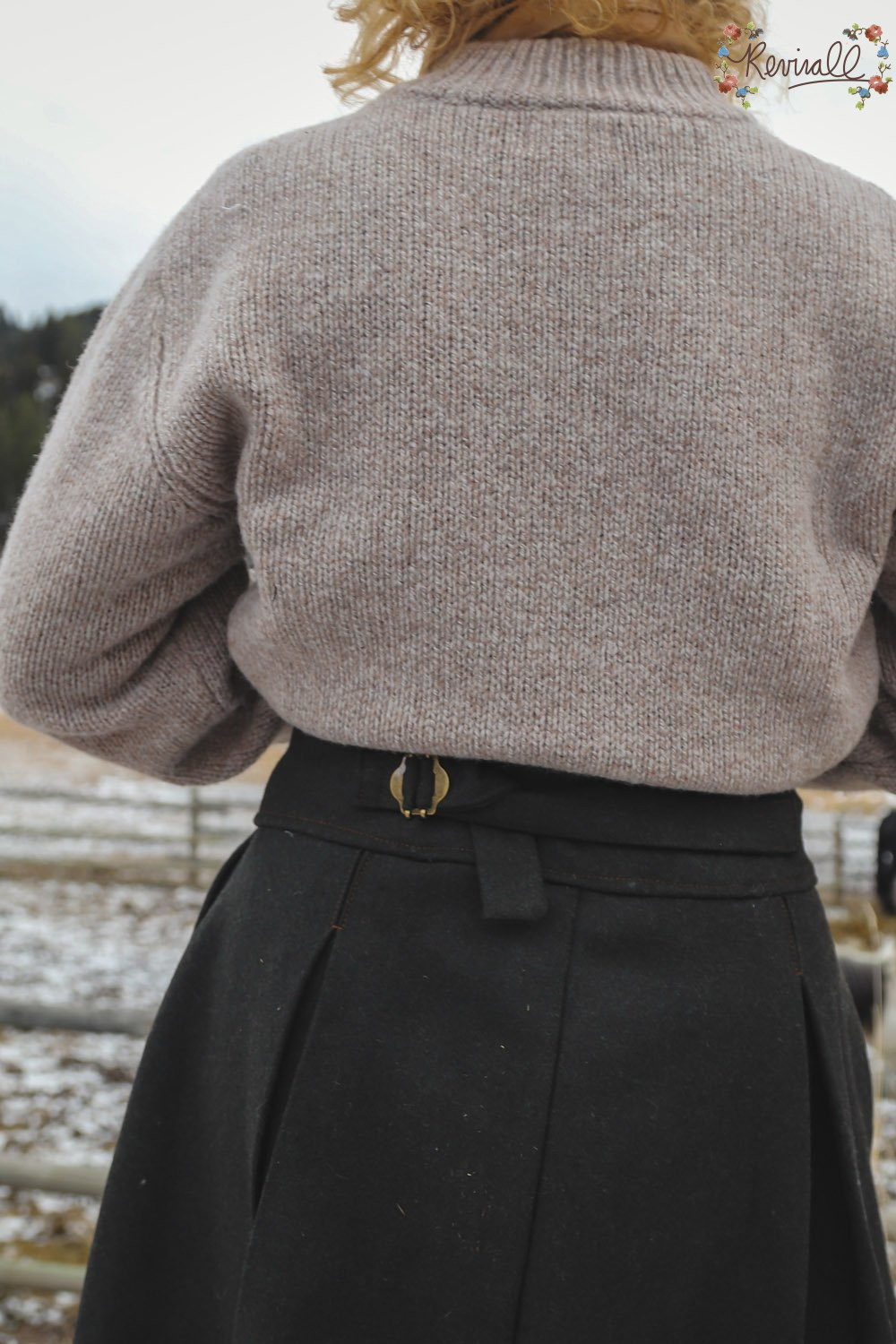 Long Wool Lacey Jean Skirt in Forest-Medium - Image 9