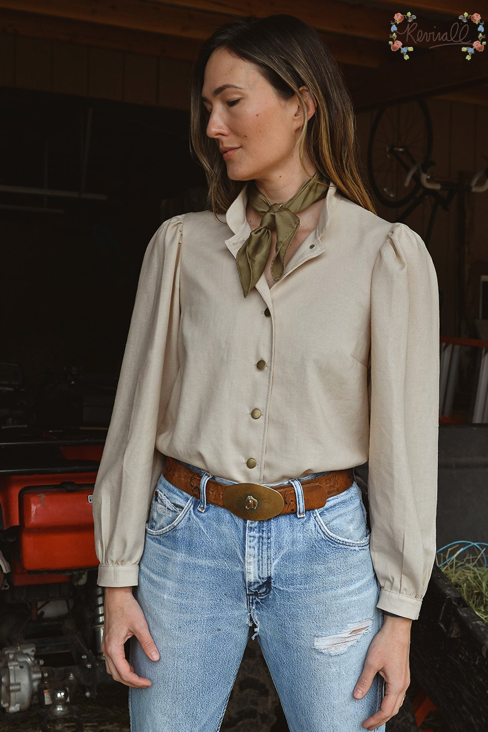 Linen Prairie Blouse in Wheat Field-2XL - Image 10