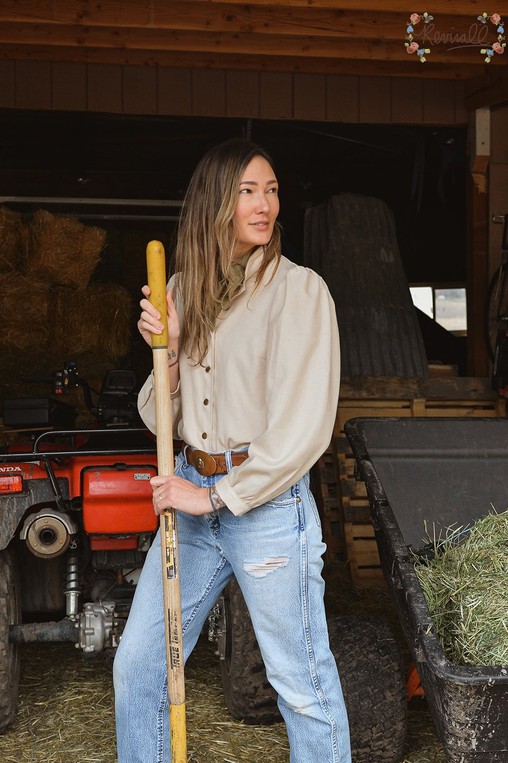 Linen Prairie Blouse in Wheat Field-2XL - Image 6