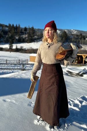 Long Brown Wool Skirt - Image 6