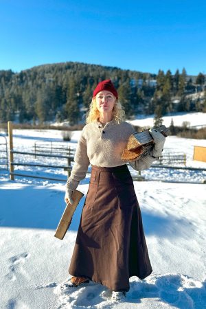 Long Brown Wool Skirt - Image 5