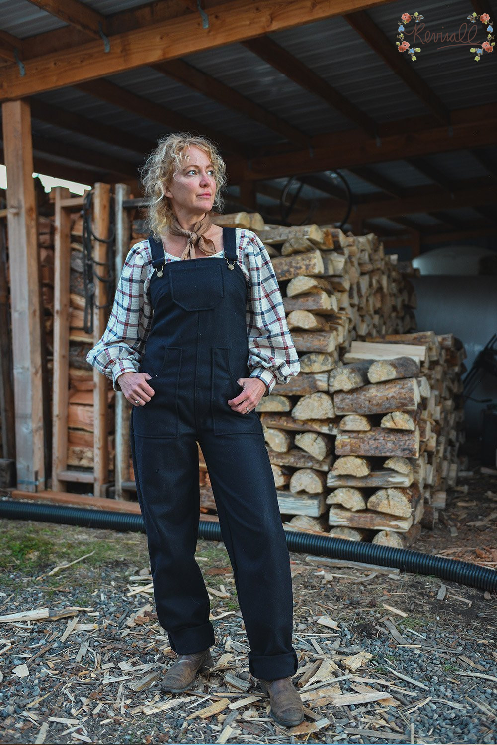 Wool Overalls in Navy- Small - Image 2