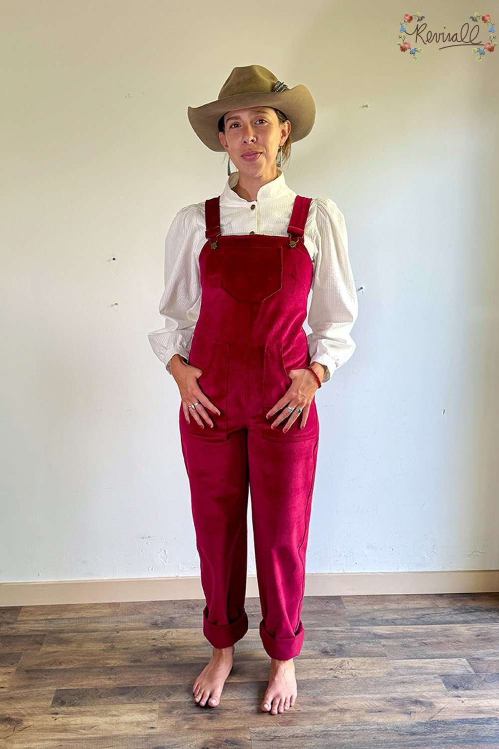 Corduroy Overalls in Brick- Large - Image 7