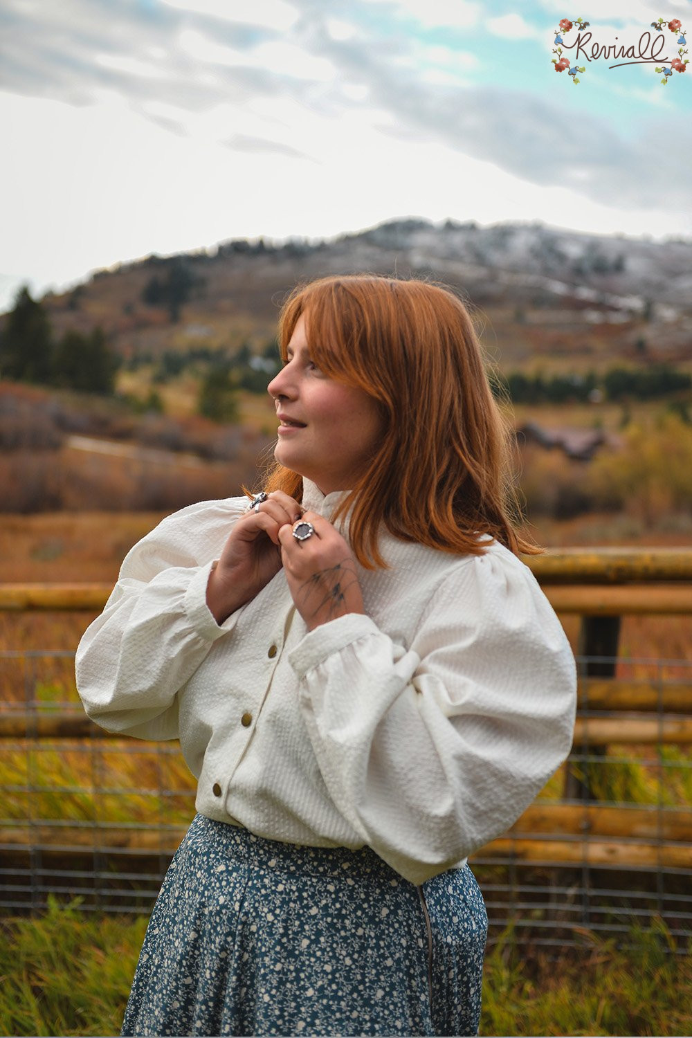 Cotton Prairie Blouse in Dove- XL - Image 2