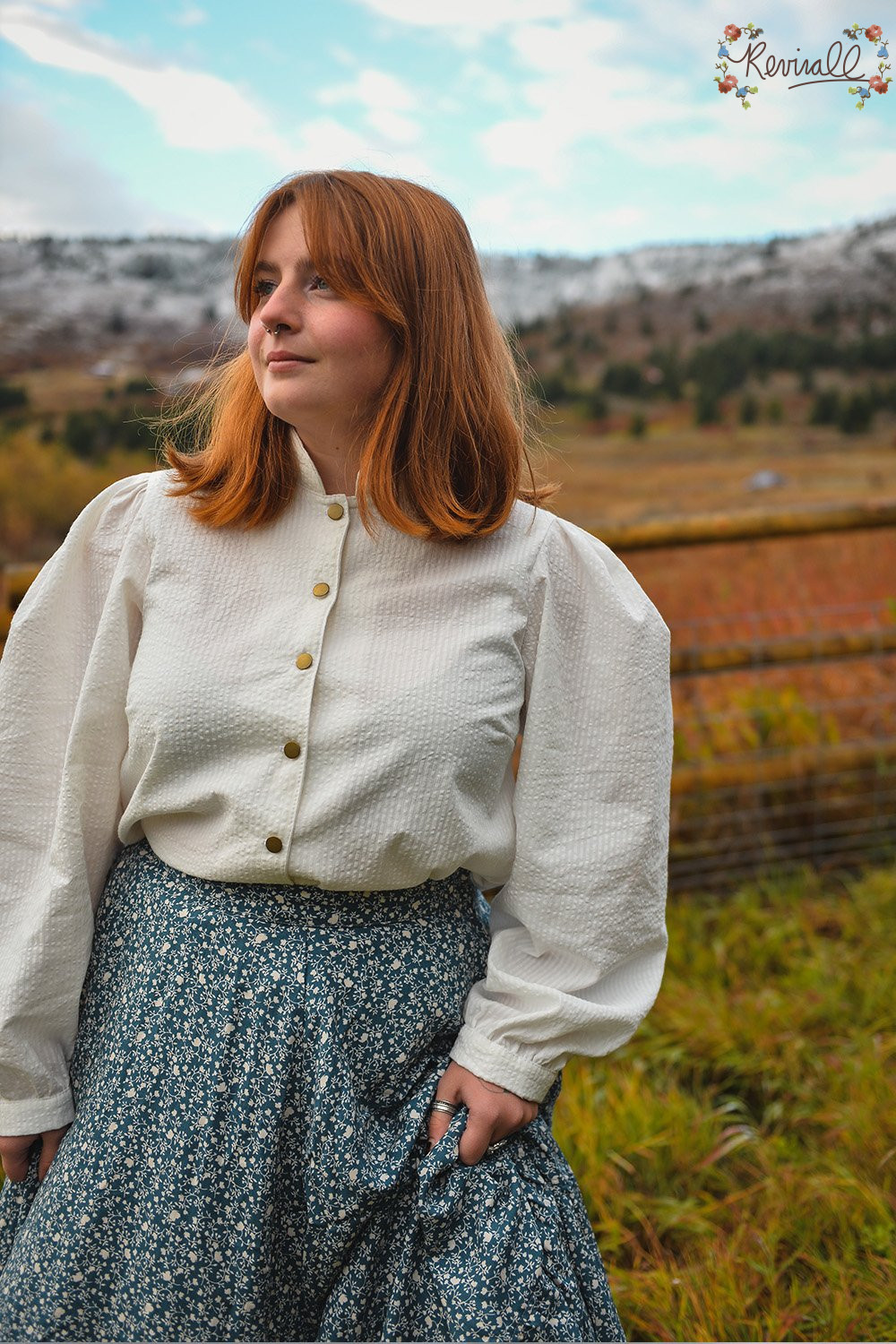 Cotton Prairie Blouse in Dove- XL - Image 7