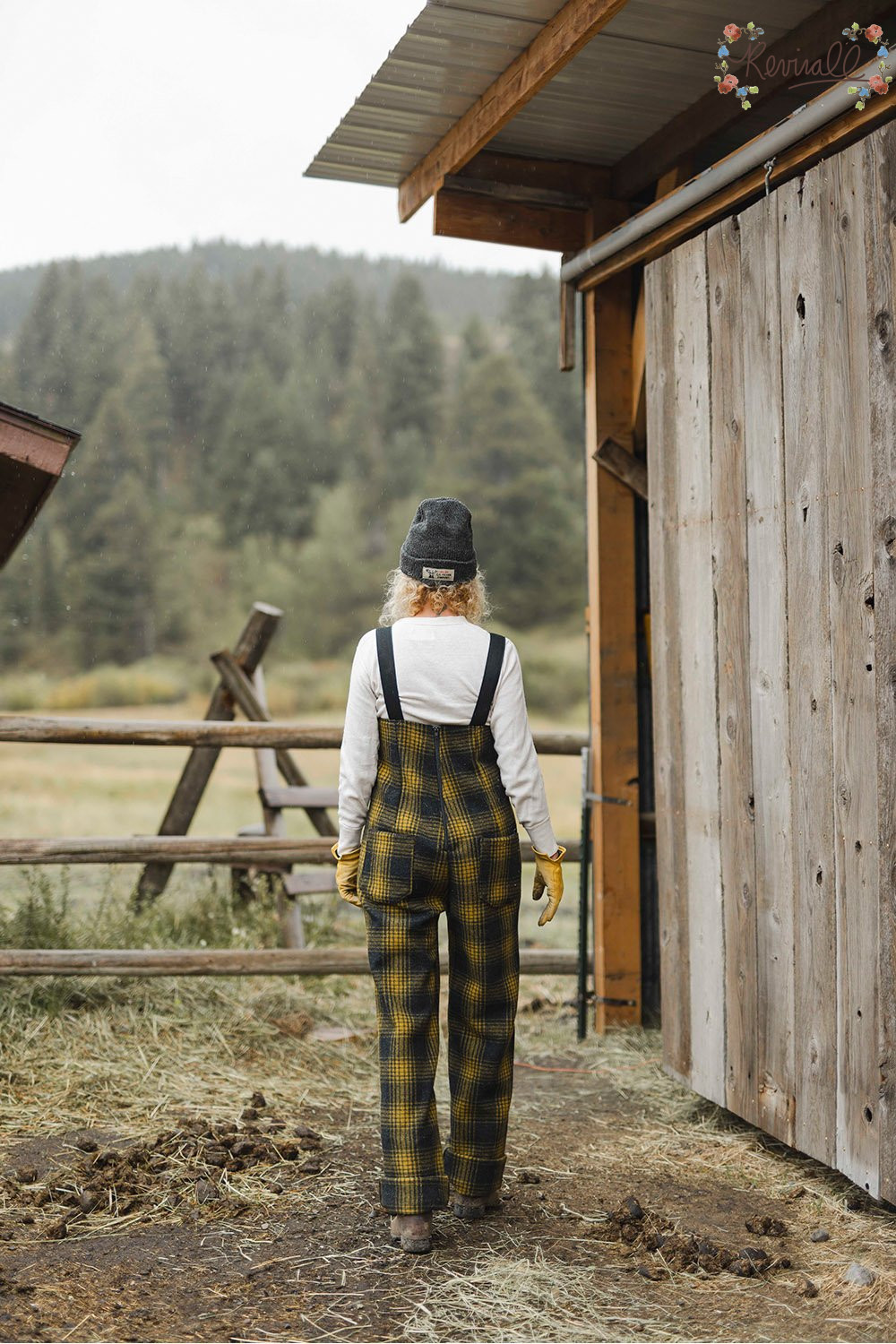 Wool Overalls in Mountain Plaid - Large - Image 4