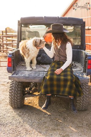 Long Wool Skirt in Mountain Plaid - Image 4