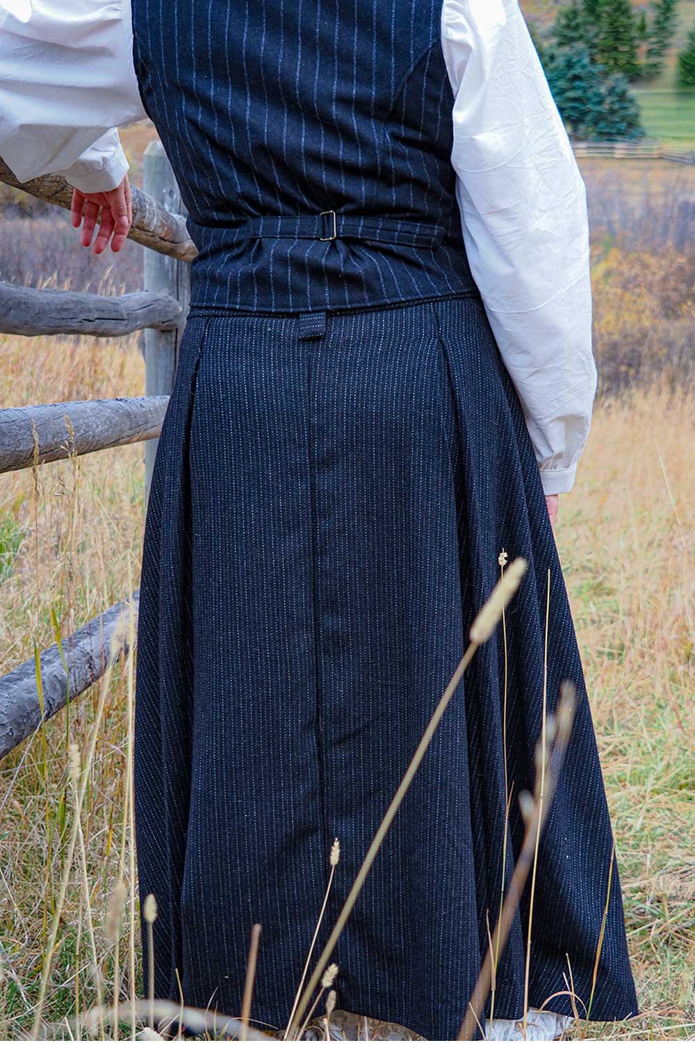 Long Wool Lacey Jean Skirt in Stovepipe - Image 4