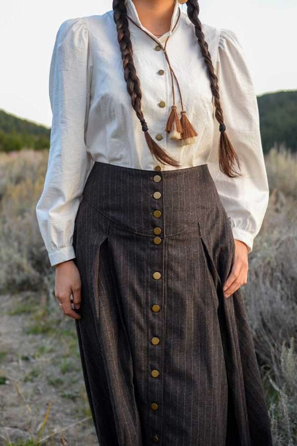 Long Wool Lacey Jean Skirt in Dapper